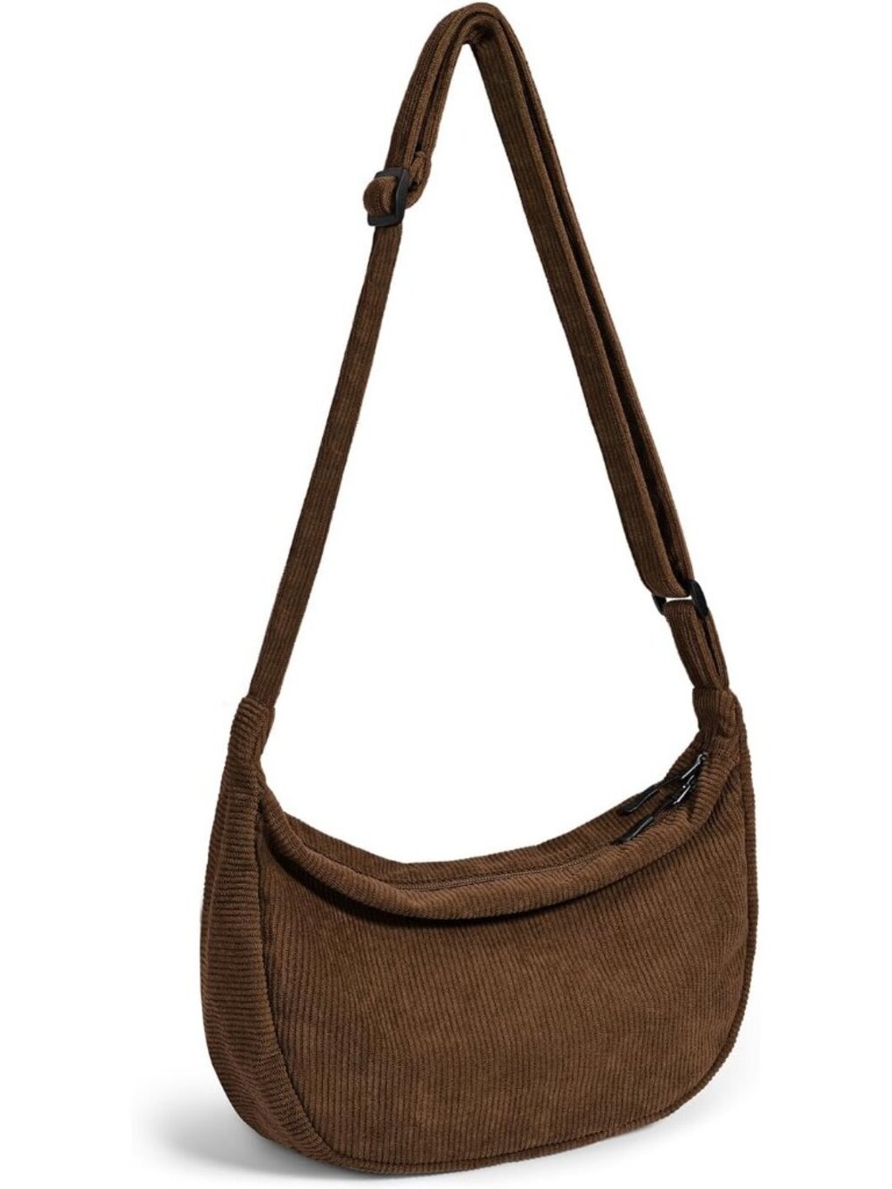 Women's Coffee Lightweight Casual Crossbody Bag 2 Zippers with Adjustable Strap